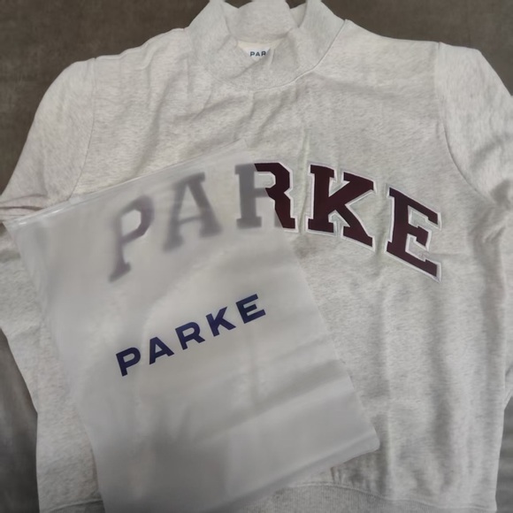 PARKE Gray And Maroon Mock Neck Sweatshirt - Picture 3 of 7